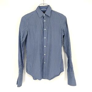Ralph Lauren Shirt Womens 2 Blue White Striped‎ Preppy Office Old Money